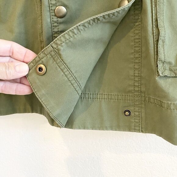 Gap Womens M Double Breasted‎ Military Style Collared Army Green Snap Jacket - Picture 5 of 12